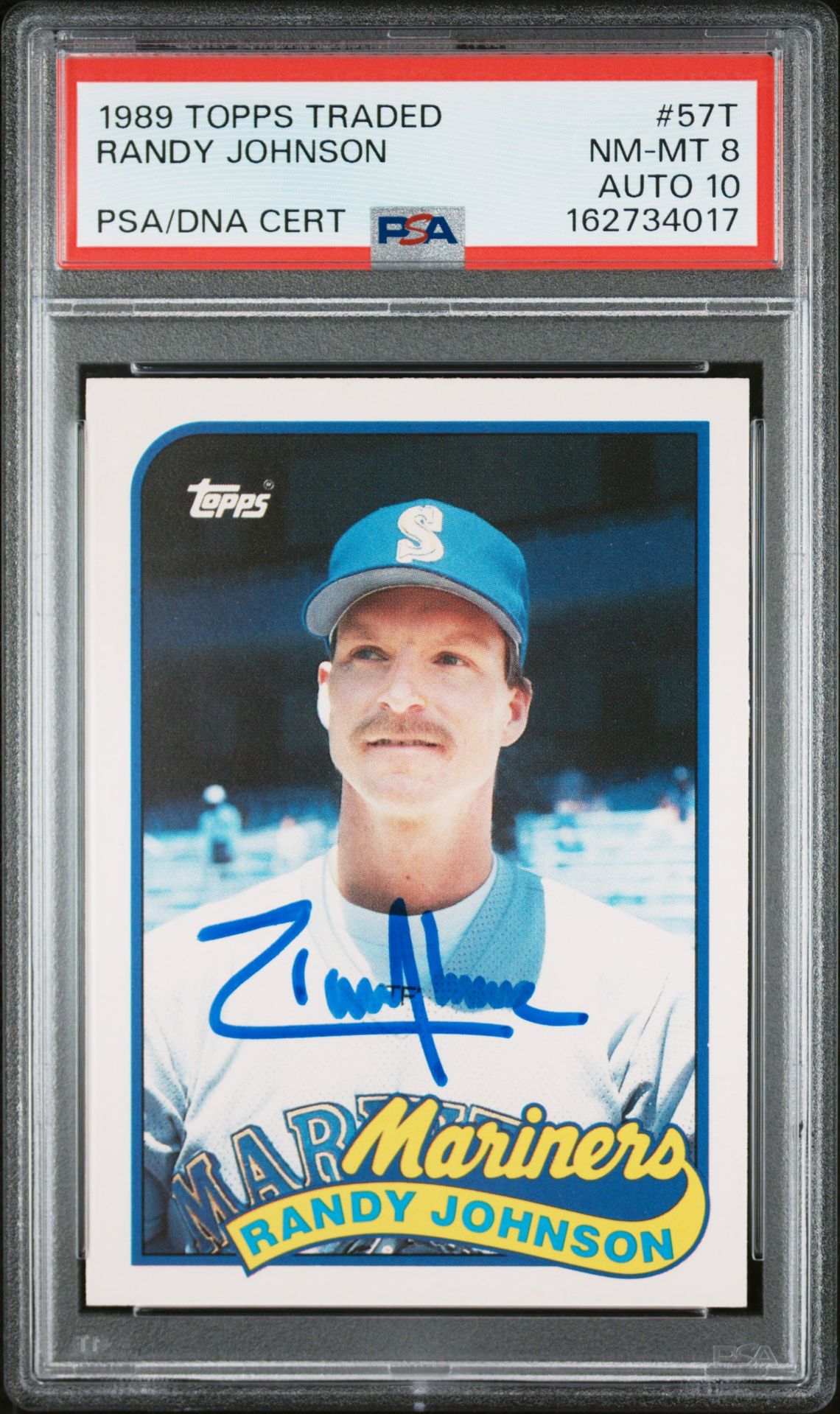 Randy Johnson 1989 Topps Traded Rookie Card #57T PSA 8 Auto 10 162734017-Powers Sports Memorabilia