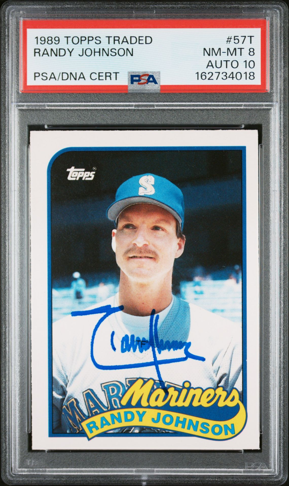 Randy Johnson 1989 Topps Traded Rookie Card #57T PSA 8 Auto 10 162734018-Powers Sports Memorabilia
