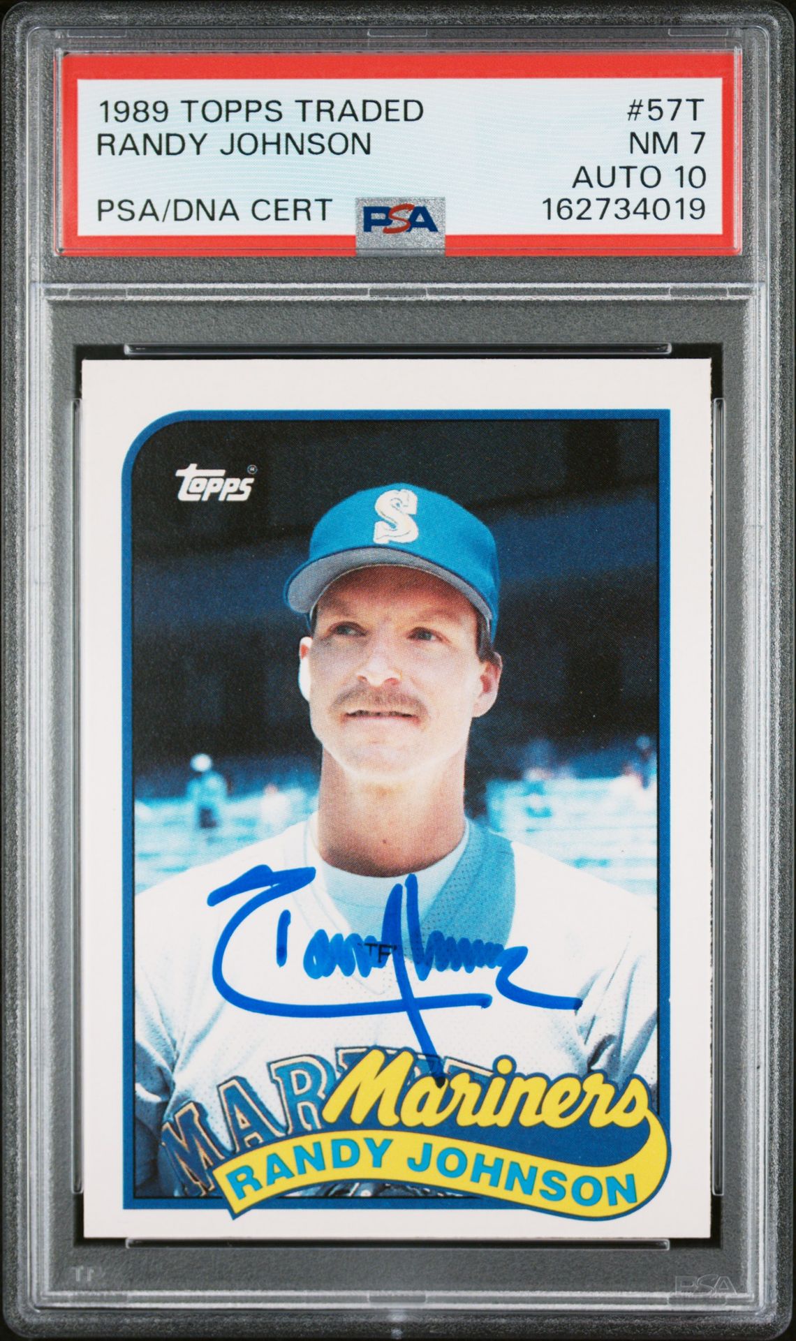 Randy Johnson 1989 Topps Traded Rookie Card #57T PSA 7 Auto 10 162734019-Powers Sports Memorabilia