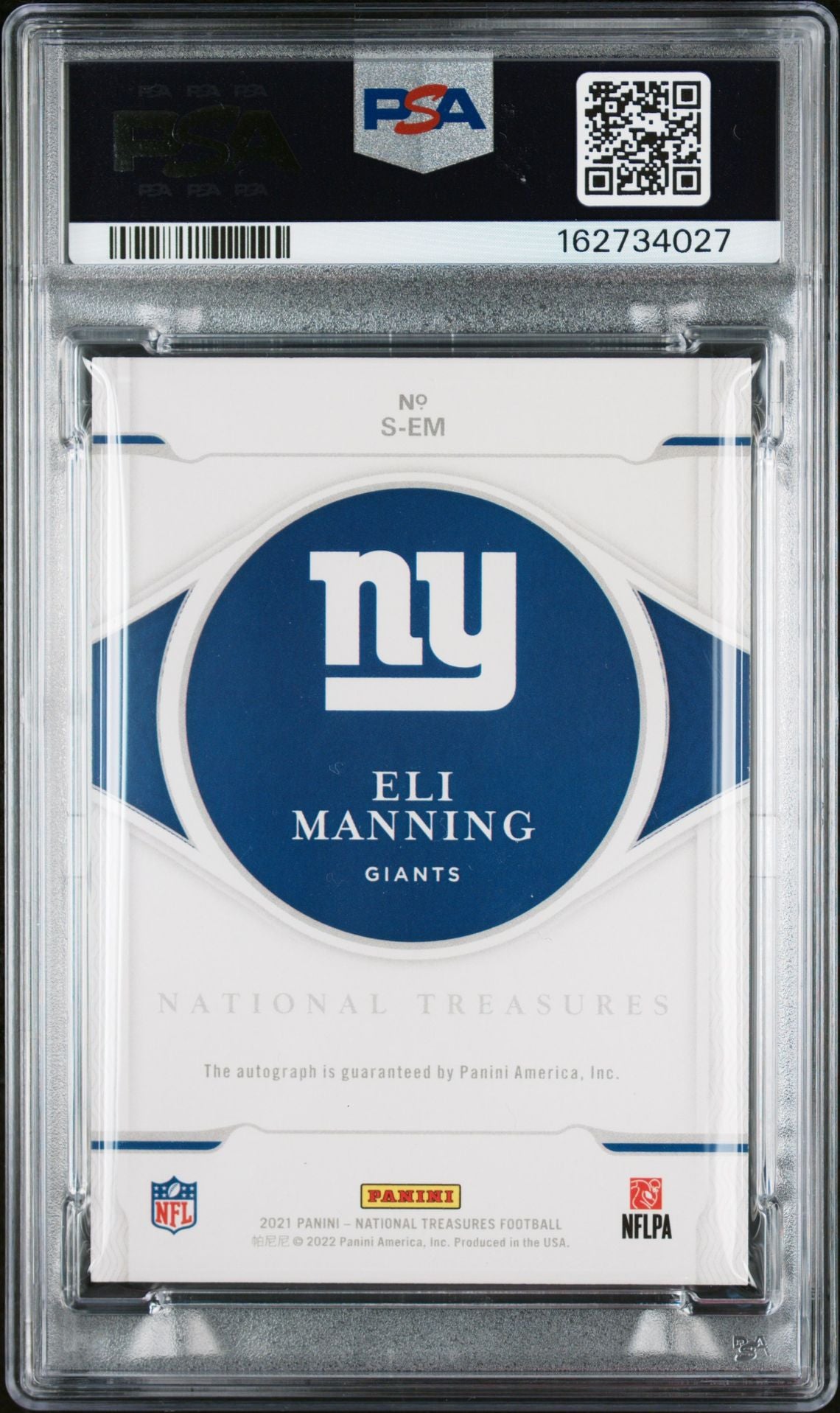 Eli Manning 2021 Panini National Treasures Card S-EM PSA 6 Auto 10 Cert /25-Powers Sports Memorabilia