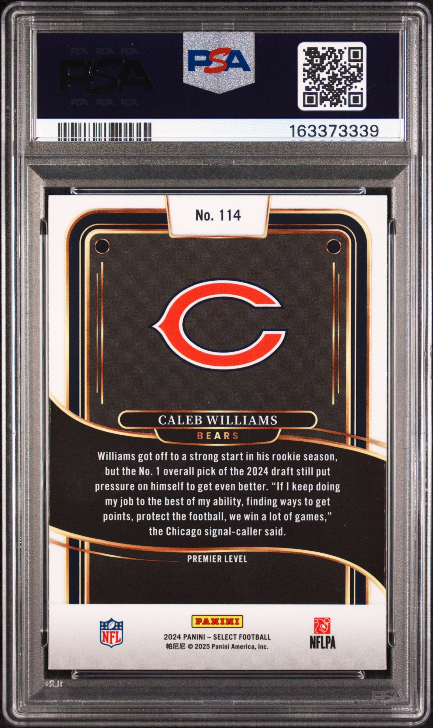 Caleb Williams 2024 Select Football Rookie Card #114 PSA 10-Powers Sports Memorabilia