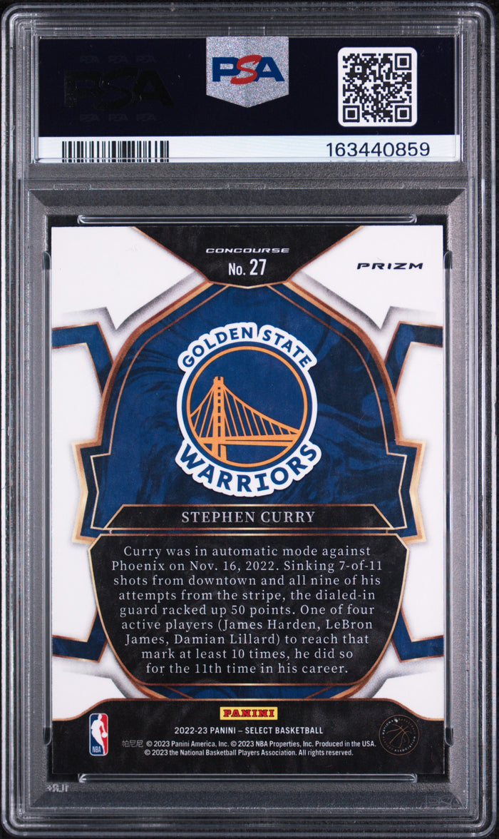 Stephen Curry 2022 Panini Select Blue Cracked Ice Card #27 PSA 10-Powers Sports Memorabilia