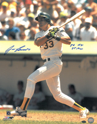 Jose Canseco Autographed Oakland A's MLB 16x20 Photo dual 86 ROY & 88 MVP - Leaf Authentics Hologram-Powers Sports Memorabilia