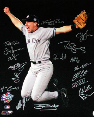 New York Yankees Autographed 16x20 Photo 1998 WS Champions Scott Brosius MVP-18 sigs-BAS Holo- Darryl Strawberry/Chad Curtis-Powers Sports Memorabilia
