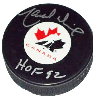 Marcel Dionne Autographed Team Canada Hockey Puck HOF 92-Powers Sports Memorabilia