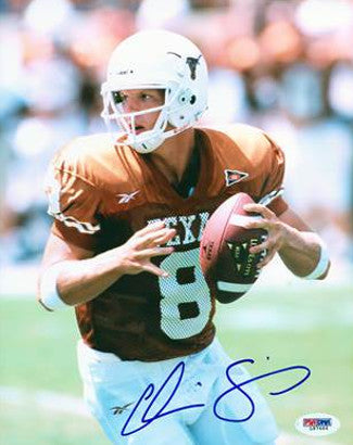 Chris Simms Autographed Texas Longhorns 8X10 Photo- PSA Hologram (orange jersey passing)-Powers Sports Memorabilia