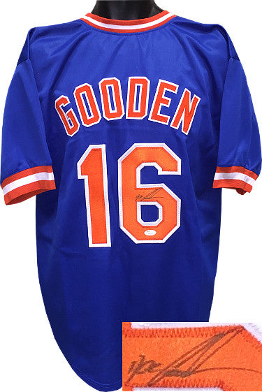 Dwight / DOC Gooden Autographed Blue TB Custom Stitched Baseball Jersey XL- JSA Hologram-Powers Sports Memorabilia