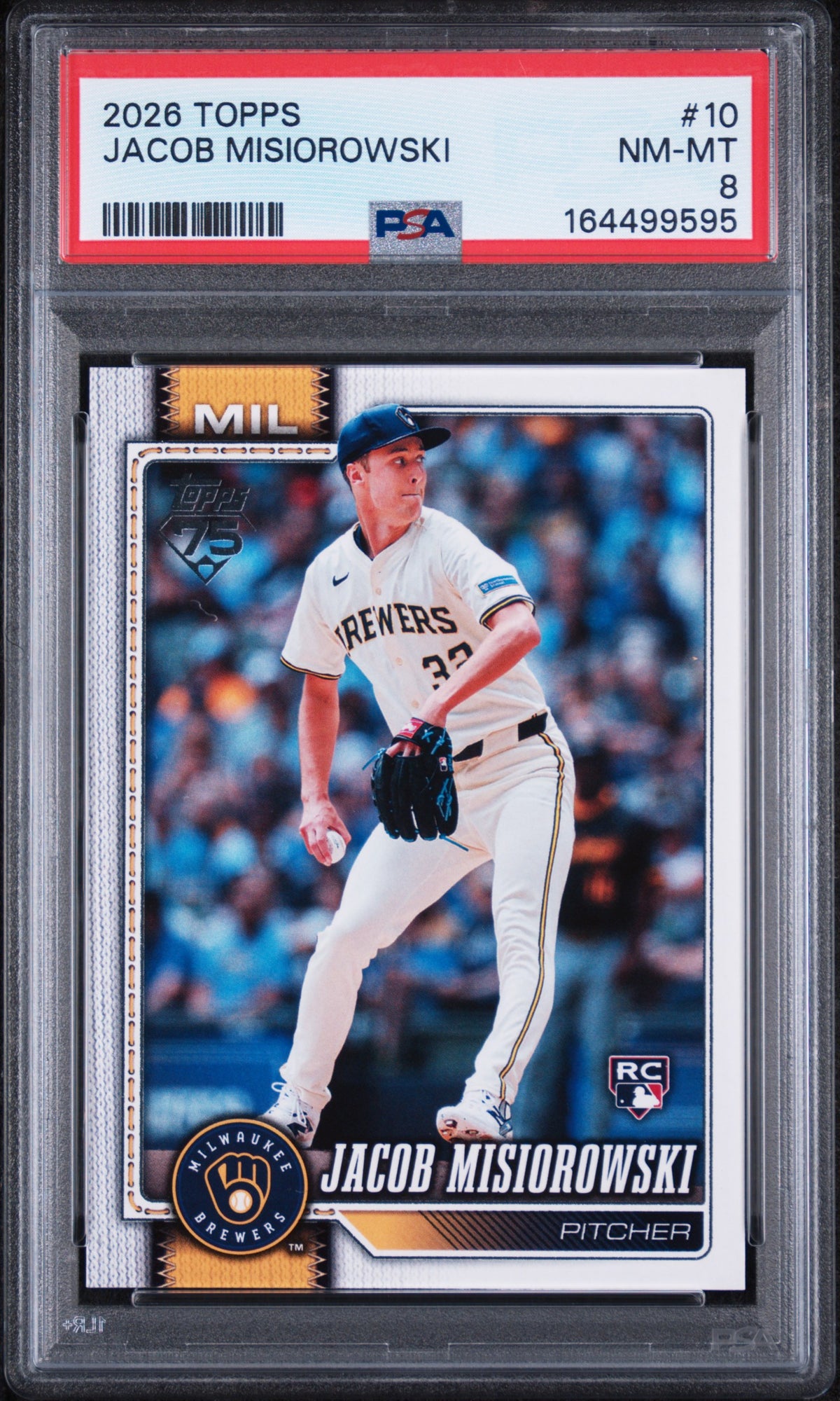Jacob Misiorowski 2026 Topps Rookie Card #10 PSA 8-Powers Sports Memorabilia