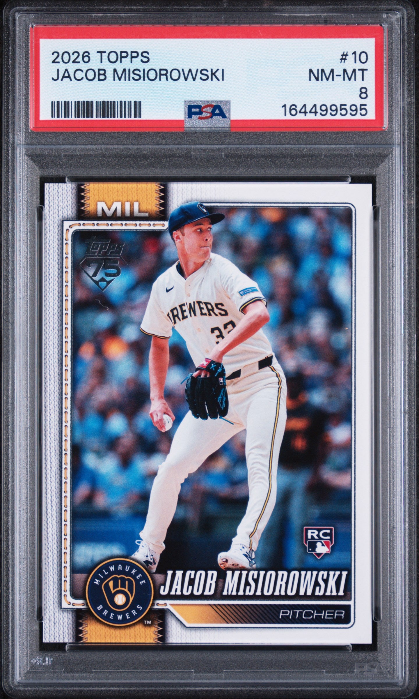 Jacob Misiorowski 2026 Topps Rookie Card #10 PSA 8-Powers Sports Memorabilia