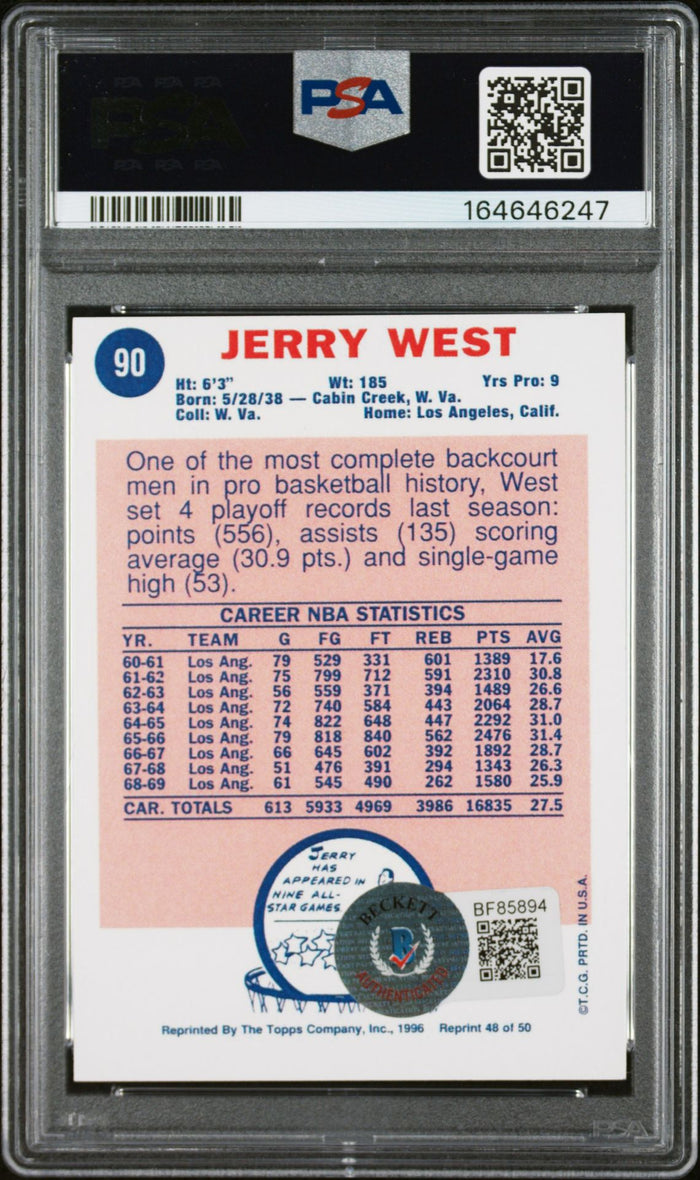Jerry West 1996 Topps Stars Card #48 PSA 10 Auto 9 164646247