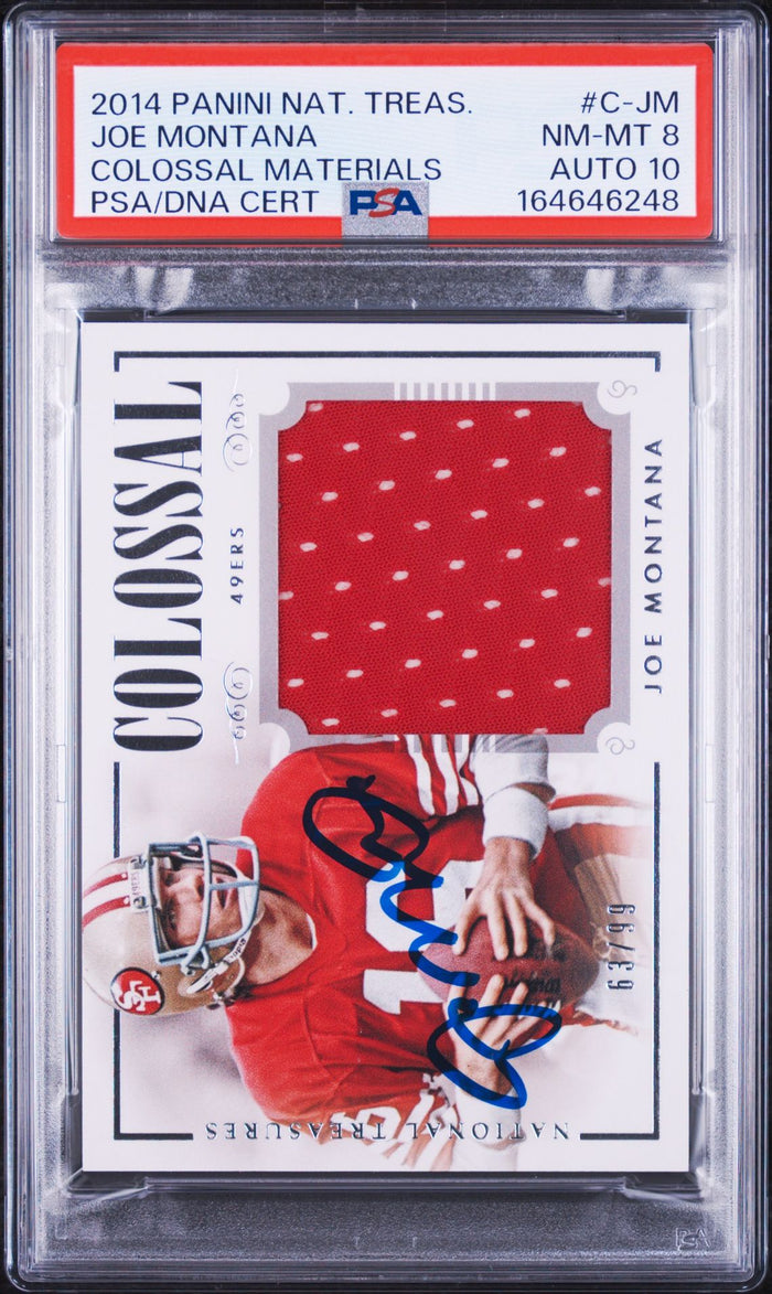Joe Montana 2014 National Treasures Game Worn Card #C-JM PSA 8 Auto 10 /99