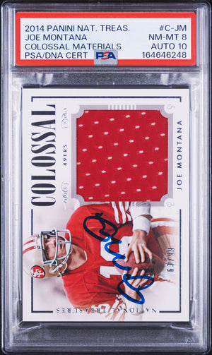 Joe Montana 2014 National Treasures Game Worn Card #C-JM PSA 8 Auto 10 /99