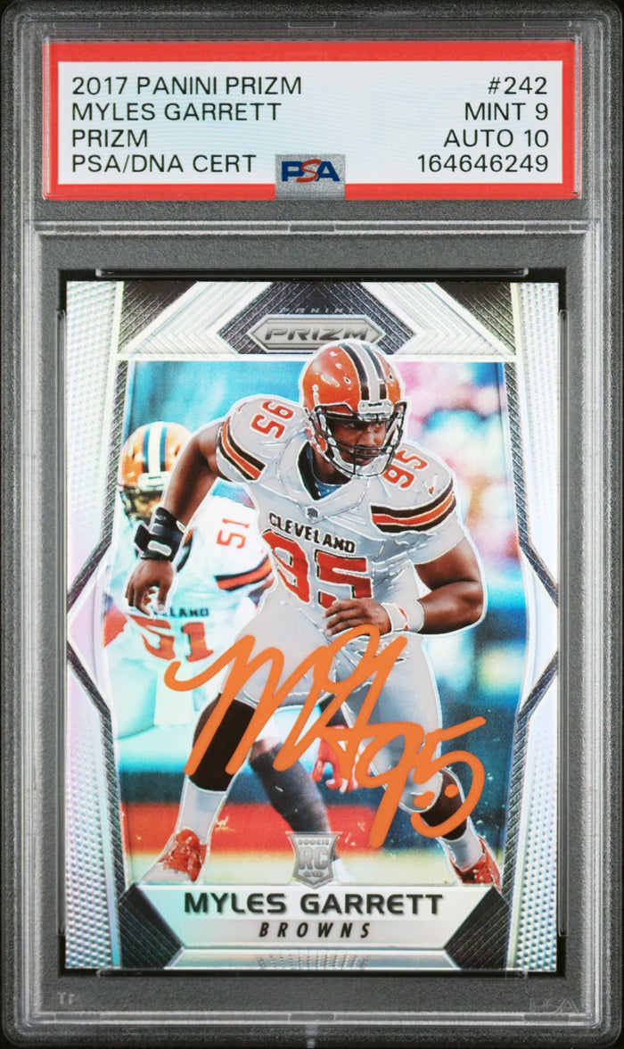 Myles Garrett 2017 Panini Prizm Silver Rookie Card #242 PSA 9 Auto 10 46249