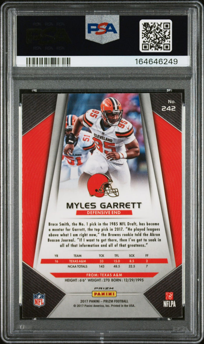 Myles Garrett 2017 Panini Prizm Silver Rookie Card #242 PSA 9 Auto 10 46249