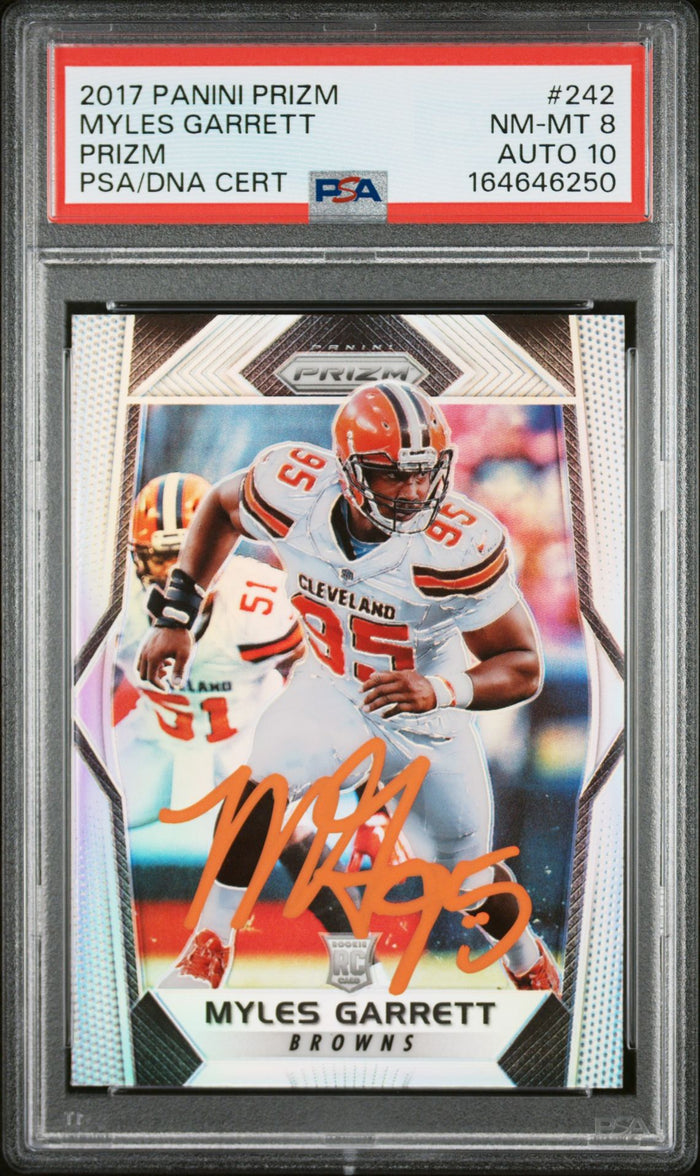 Myles Garrett 2017 Panini Prizm Silver Rookie Card #242 PSA 8 Auto 10 46250