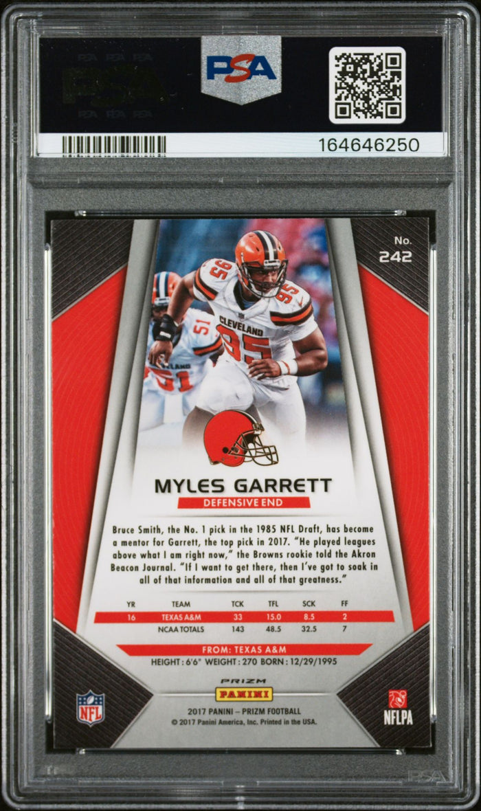 Myles Garrett 2017 Panini Prizm Silver Rookie Card #242 PSA 8 Auto 10 46250