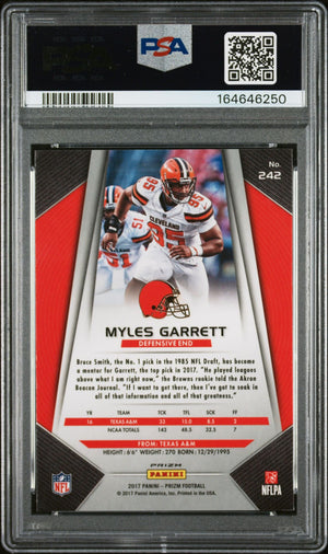 Myles Garrett 2017 Panini Prizm Silver Rookie Card #242 PSA 8 Auto 10 46250