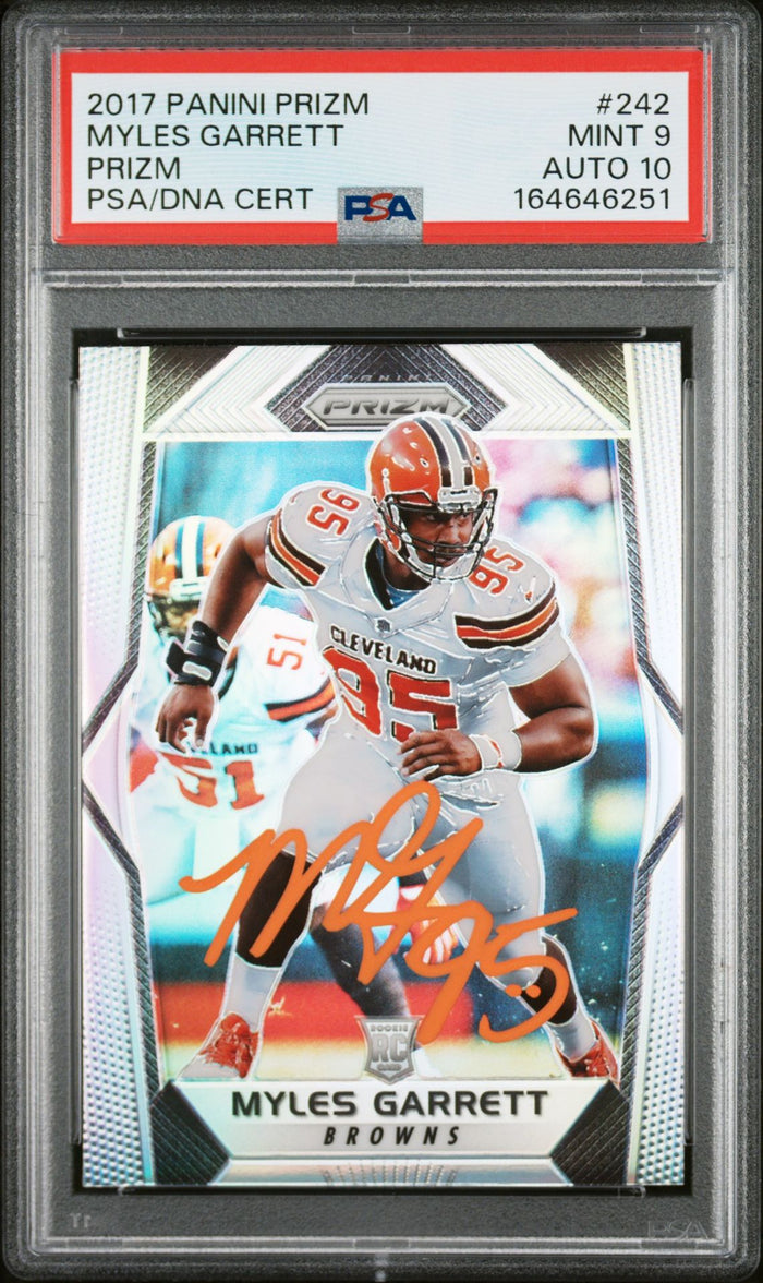 Myles Garrett 2017 Panini Prizm Silver Rookie Card #242 PSA 9 Auto 10 46251