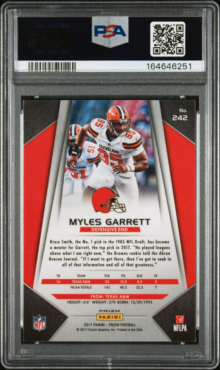Myles Garrett 2017 Panini Prizm Silver Rookie Card #242 PSA 9 Auto 10 46251