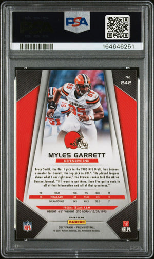 Myles Garrett 2017 Panini Prizm Silver Rookie Card #242 PSA 9 Auto 10 46251