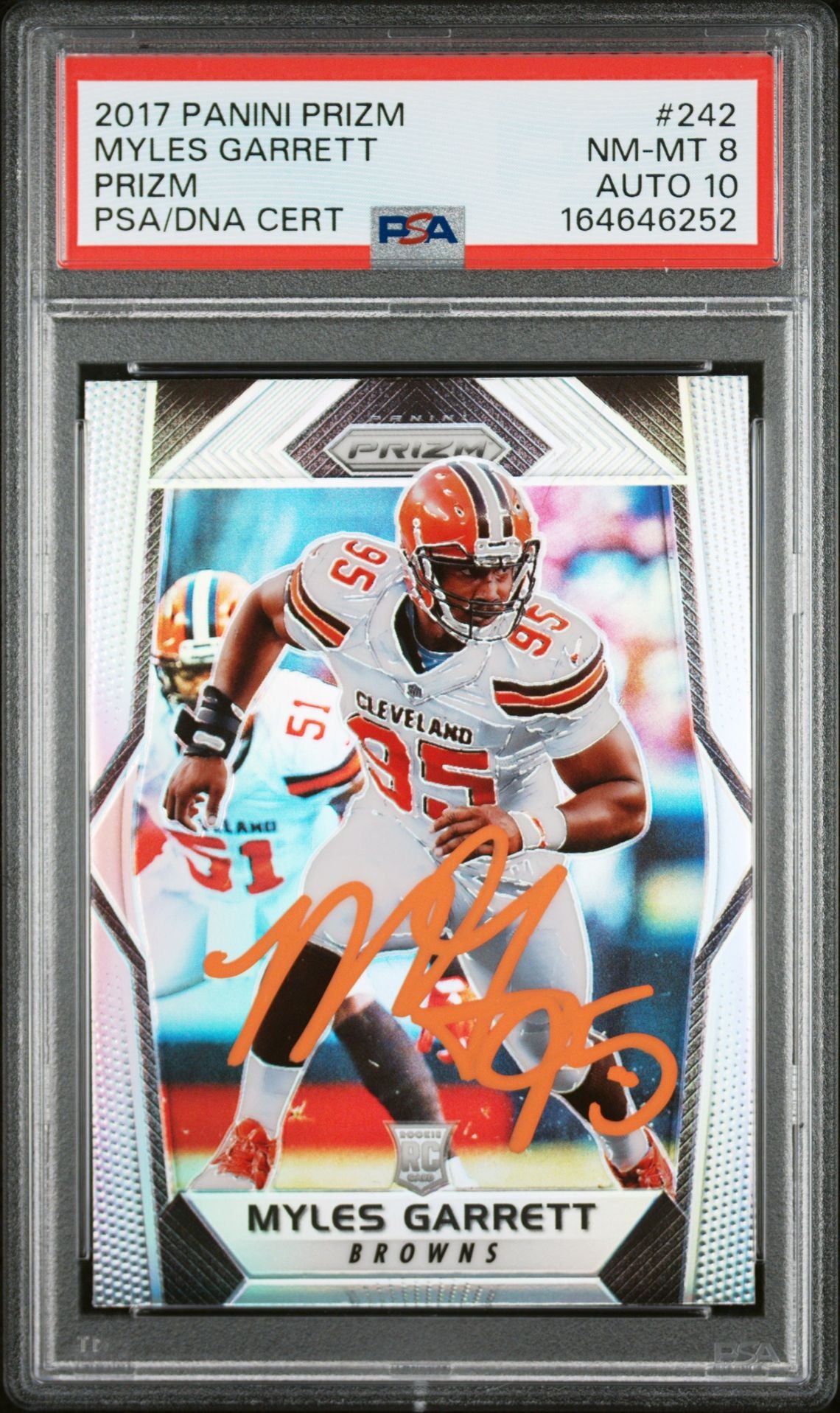 Myles Garrett 2017 Panini Prizm Silver Rookie Card #242 PSA 8 Auto 10 46252