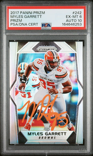 Myles Garrett 2017 Panini Prizm Silver Rookie Card #242 PSA 6 Auto 10 46253