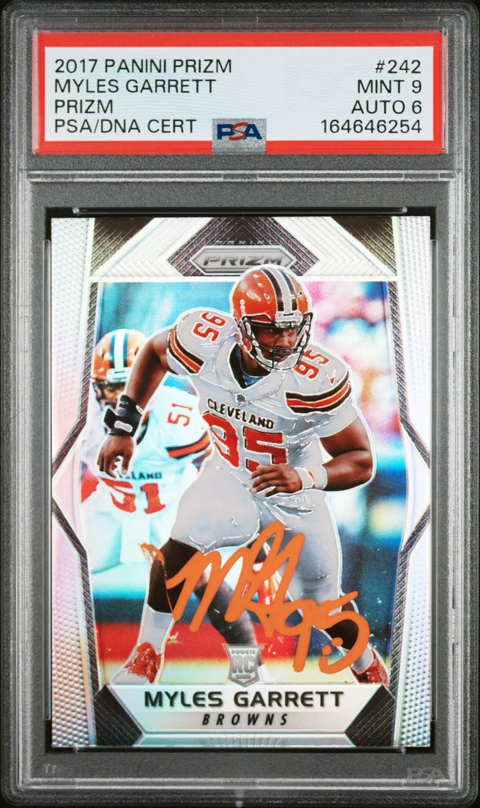 Myles Garrett 2017 Panini Prizm Silver Rookie Card #242 PSA 9 Auto 6 46254