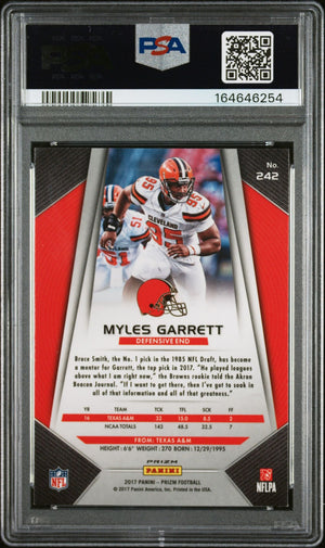 Myles Garrett 2017 Panini Prizm Silver Rookie Card #242 PSA 9 Auto 6 46254
