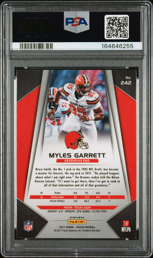 Myles Garrett 2017 Panini Prizm Silver Rookie Card #242 PSA 8 Auto 10 46255