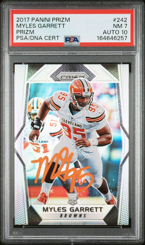 Myles Garrett 2017 Panini Prizm Silver Rookie Card #242 PSA 7 Auto 10 46257