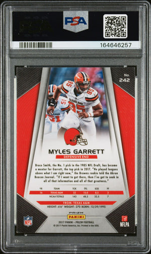 Myles Garrett 2017 Panini Prizm Silver Rookie Card #242 PSA 7 Auto 10 46257