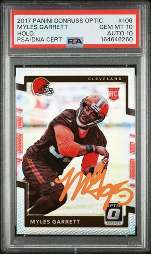 Myles Garrett 2017 Panini Donruss Optic Holo Rookie Card 106 PSA 10 Auto 10