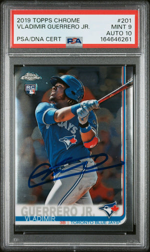 Vladimir Guerrero Jr. 2019 Topps Chrome Rookie Card #201 PSA 9 Auto 10 6261