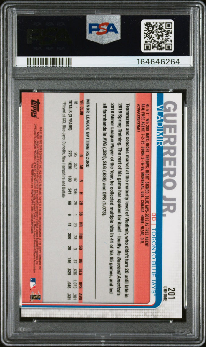 Vladimir Guerrero Jr. 2019 Topps Chrome Rookie Card #201 PSA 9 Auto 9 6264