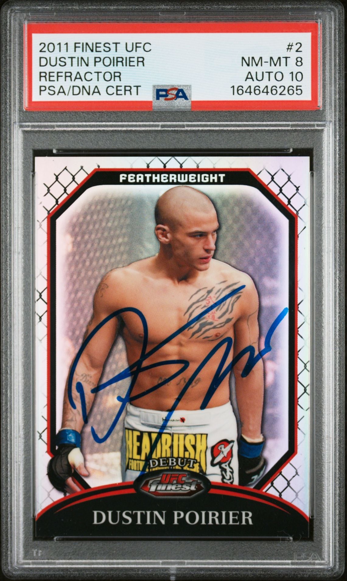 Dustin Poirier 2011 Topps Finest UFC Refractor Card #2 PSA 8 Auto 10 /888