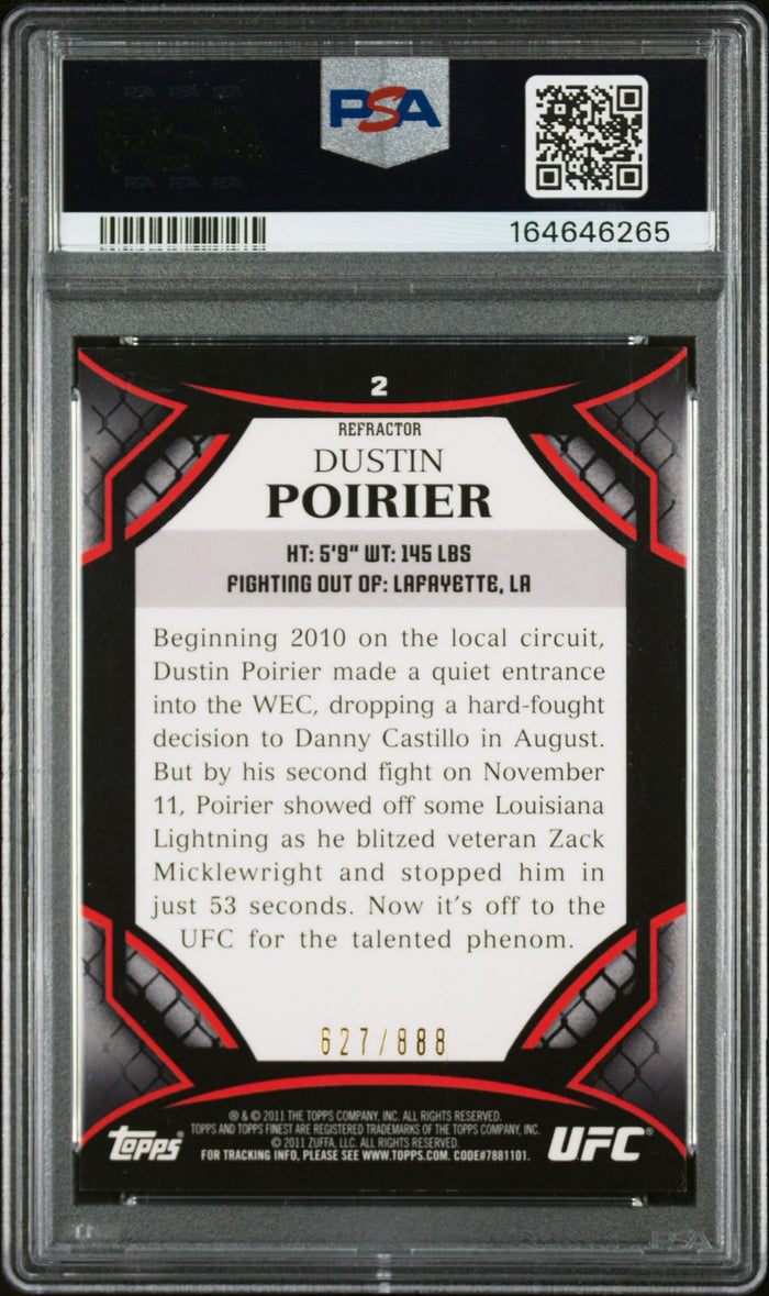 Dustin Poirier 2011 Topps Finest UFC Refractor Card #2 PSA 8 Auto 10 /888