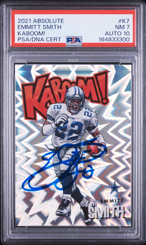 Emmitt Smith 2021 Panini Absolute Kaboom Card #K7 PSA 7 Auto 10-Powers Sports Memorabilia