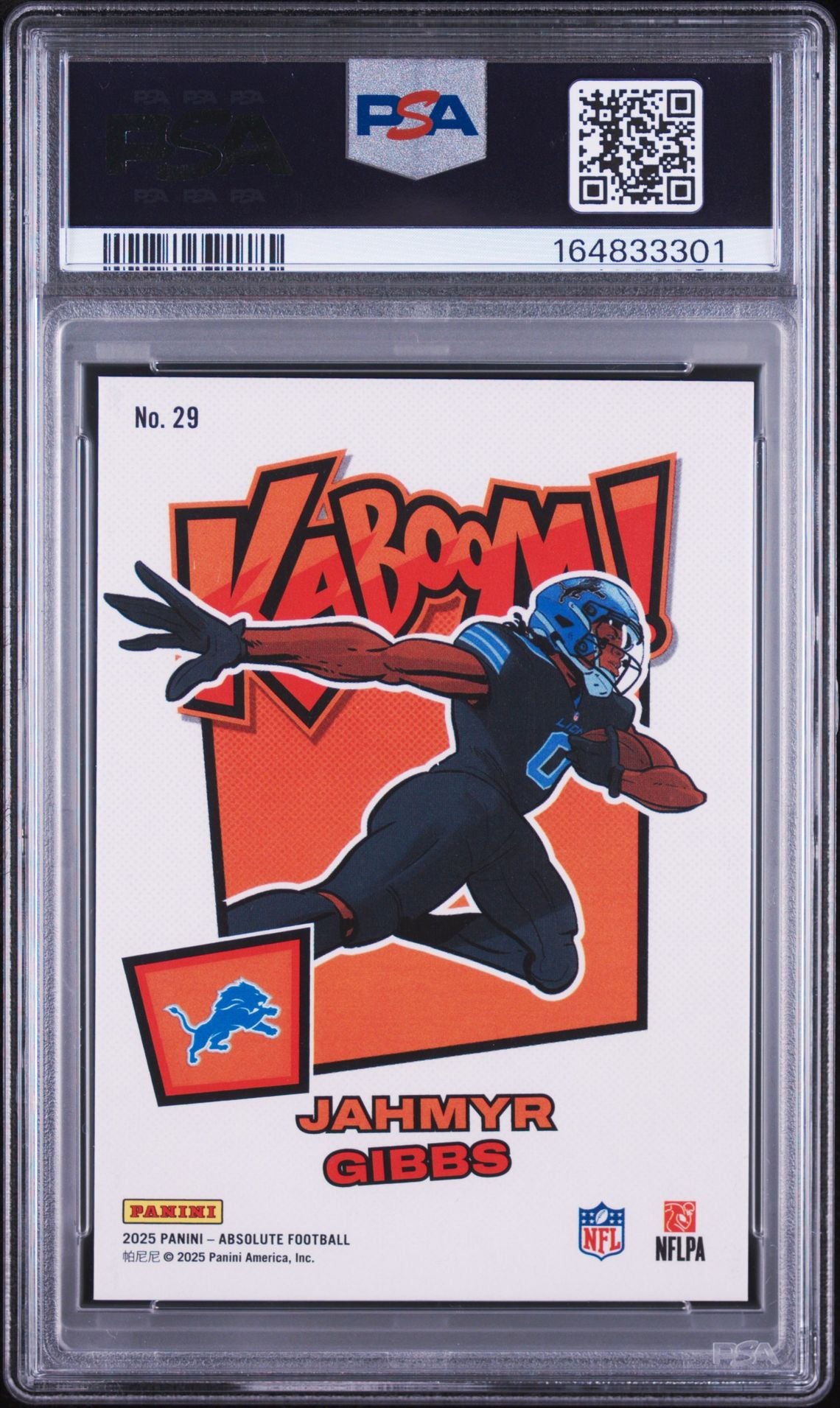 Jahmyr Gibbs 2025 Panini Absolute Kaboom Card #29 PSA 9 Auto 7-Powers Sports Memorabilia
