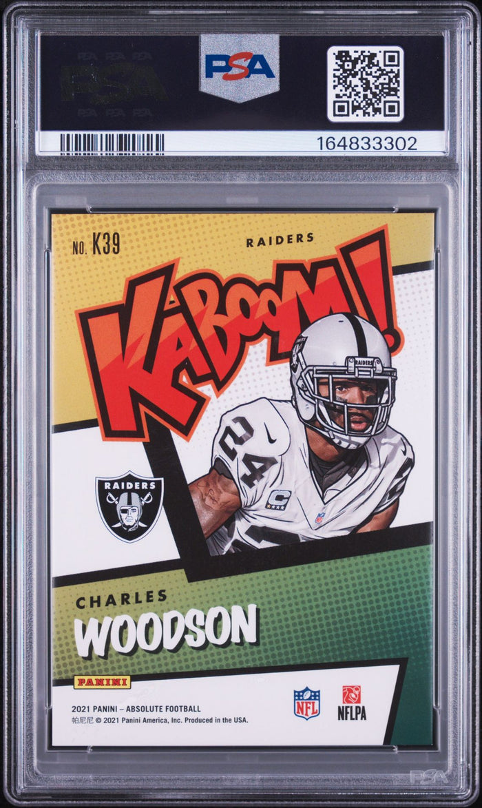 Charles Woodson 2021 Panini Absolute Kaboom Card #K39 PSA 9 Auto 9-Powers Sports Memorabilia