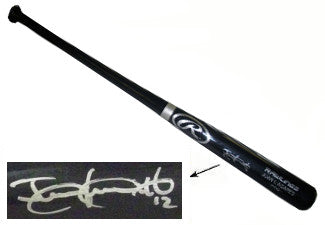 Juan Lagares Autographed Rawlings Black Big Stick Name Engraved Bat #12 (New York Mets) Leaf Authentics-Powers Sports Memorabilia