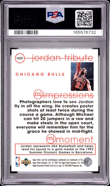 Michael Jordan 1996 Upper Deck Tribute MJ Card #MJ32 PSA 8