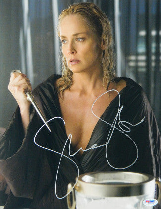 Sharon Stone Autographed Basic Instinct 2 11x14 Photo Holding Ice Pick- PSA Hologram (entertainment/movie memorabilia)-Powers Sports Memorabilia