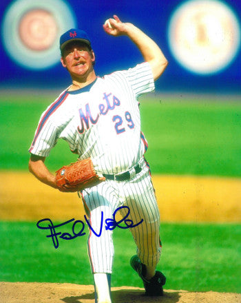 Frank Viola Autographed New York Mets 8x10 Photo (arm up pitching)-Powers Sports Memorabilia