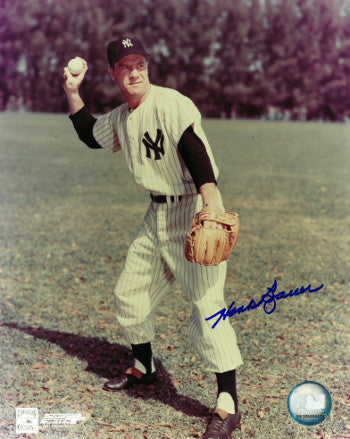 Hank Bauer Autographed New York Yankees 8x10 Photo (deceased- throwing)-Powers Sports Memorabilia