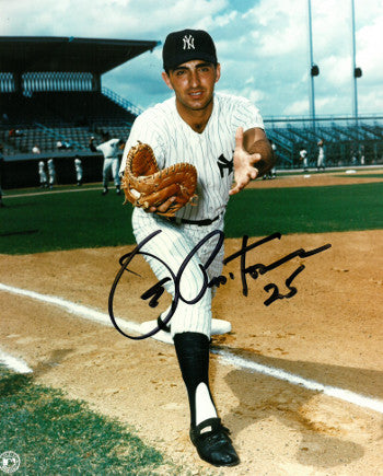 Joe Pepitone Autographed New York Yankees 8x10 Photo #25 (black sig- catching)-Powers Sports Memorabilia