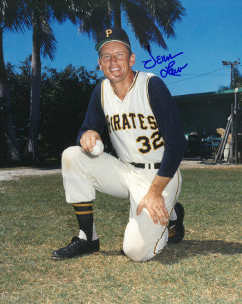 Vern Law Autographed Pittsburgh Pirates 8x10 Photo (on knee)-Powers Sports Memorabilia