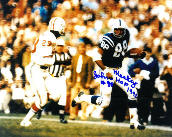 John Mackey Autographed Baltimore Colts 8x10 Photo HOF 1992 #88 (vs Patriots)-Powers Sports Memorabilia