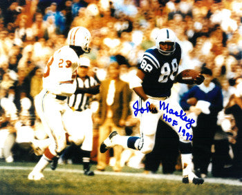 John Mackey Autographed Baltimore Colts 8x10 Photo HOF 1992 (horizontal vs Patriots)-Powers Sports Memorabilia