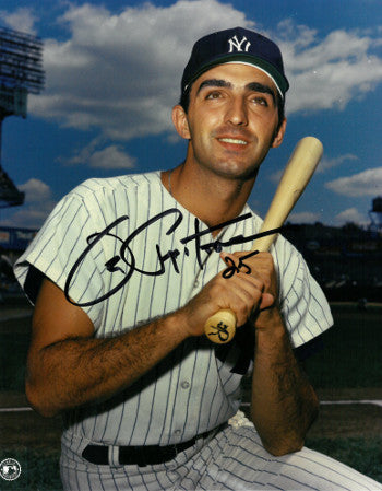 Joe Pepitone Autographed New York Yankees 8x10 Photo (black sig- bat on shoulder)-Powers Sports Memorabilia