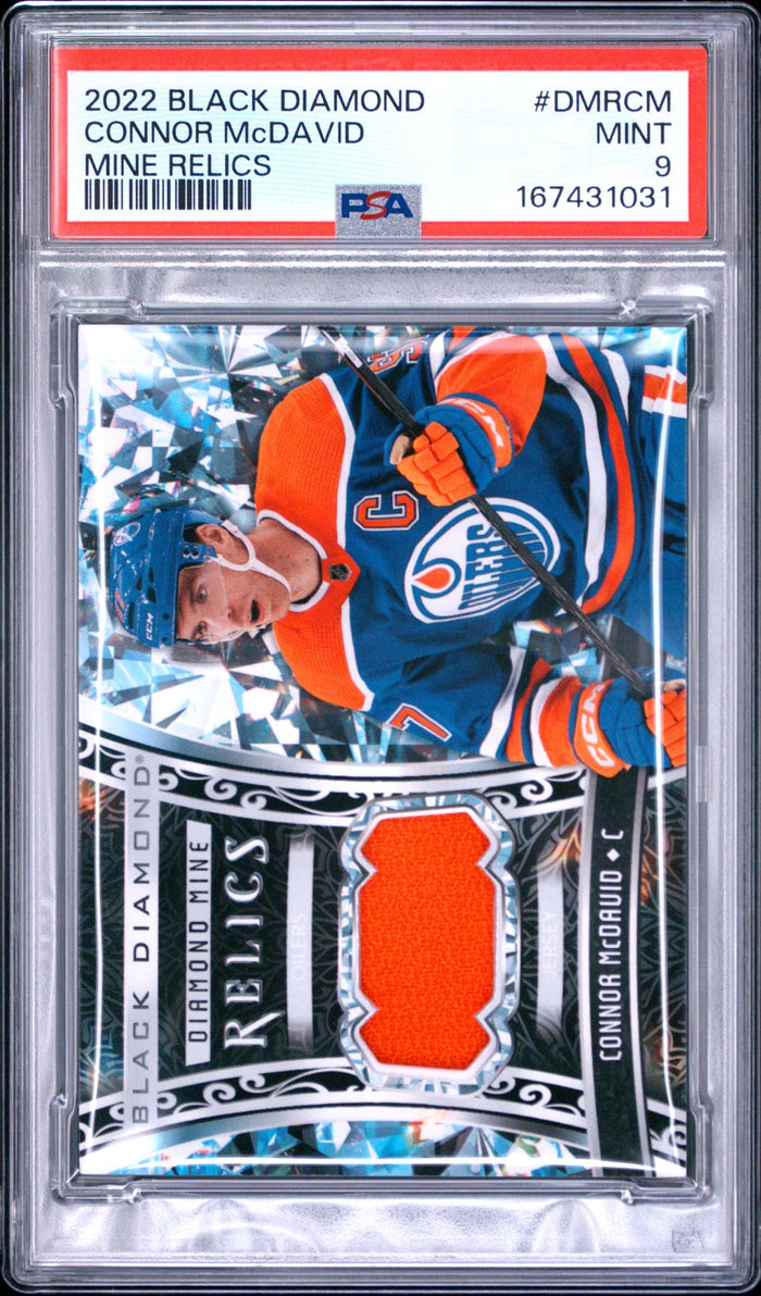 Connor McDavid 2022 Upper Deck Game Used Jersey Card #DMRCM PSA 9-Powers Sports Memorabilia